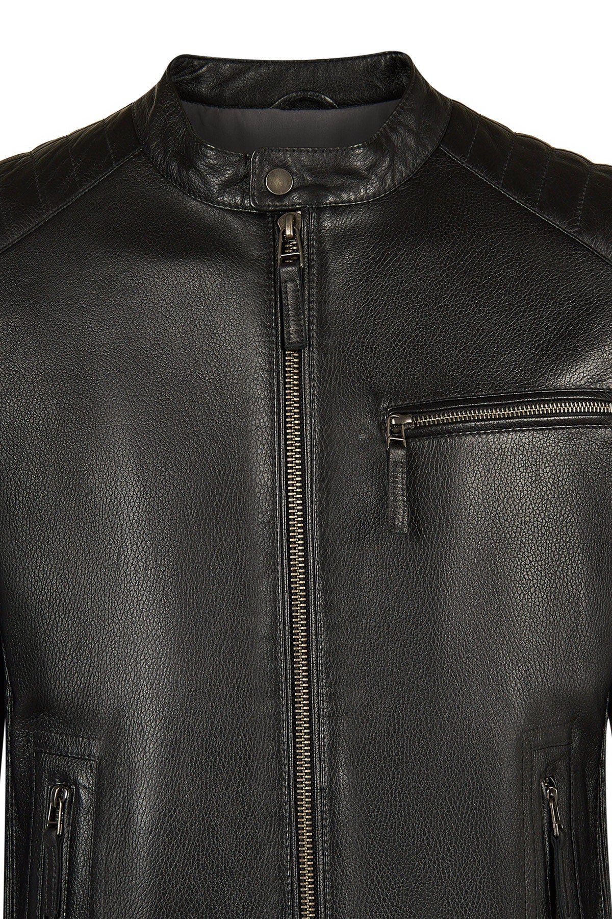 Lavine Erkek Siyah Slim-fit Deri Ceket