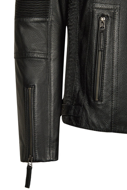 Lavine Erkek Siyah Slim-fit Deri Ceket