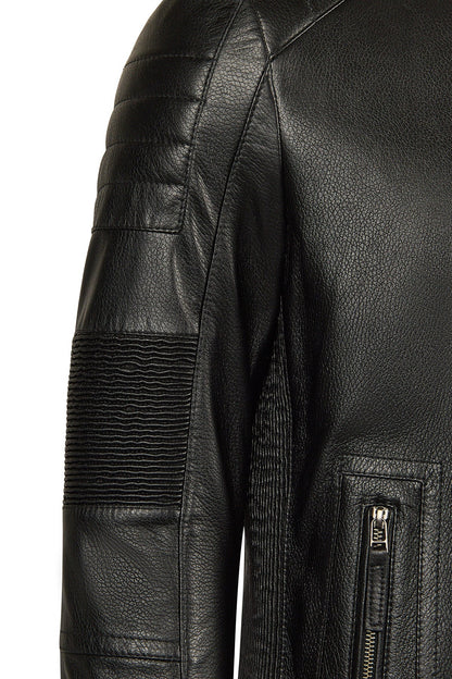 Lavine Erkek Siyah Slim-fit Deri Ceket