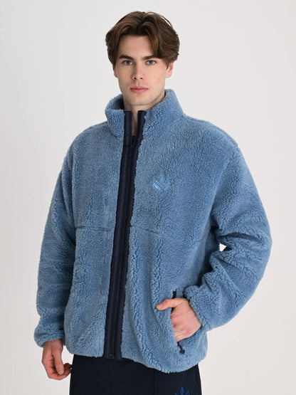 Fenerbahçe Mavi Trend Mikro Detaylı Erkek Oversize Peluş Sweatshirt