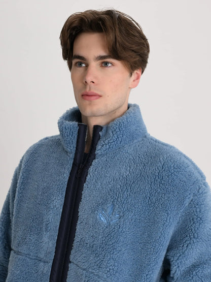 Fenerbahçe Mavi Trend Mikro Detaylı Erkek Oversize Peluş Sweatshirt