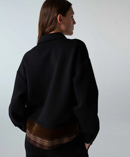 Siyah Kontrast Katmanlı Oversize Gömlek Iw6260025144001 | Ipekyol