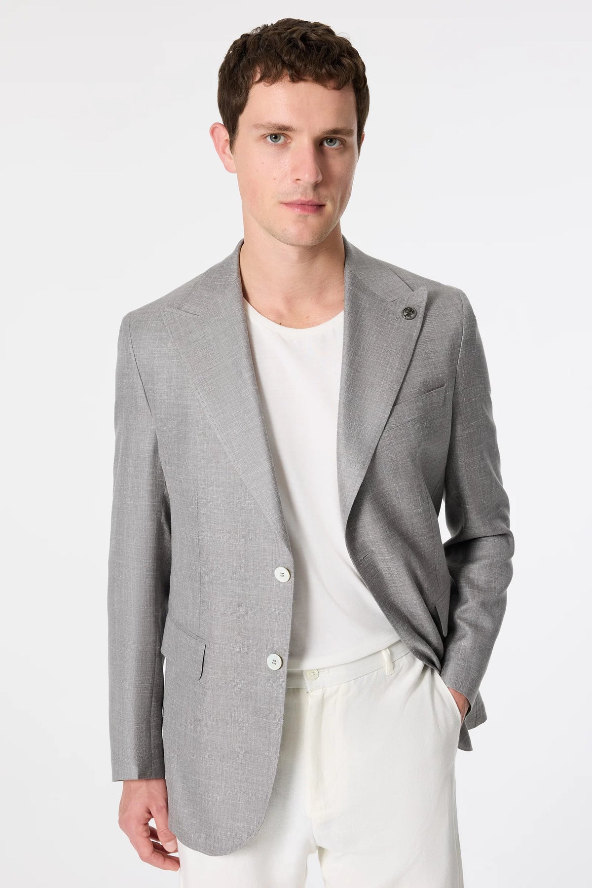 Damat Regular Fit Gri Diyogonal Kumaş Ceket