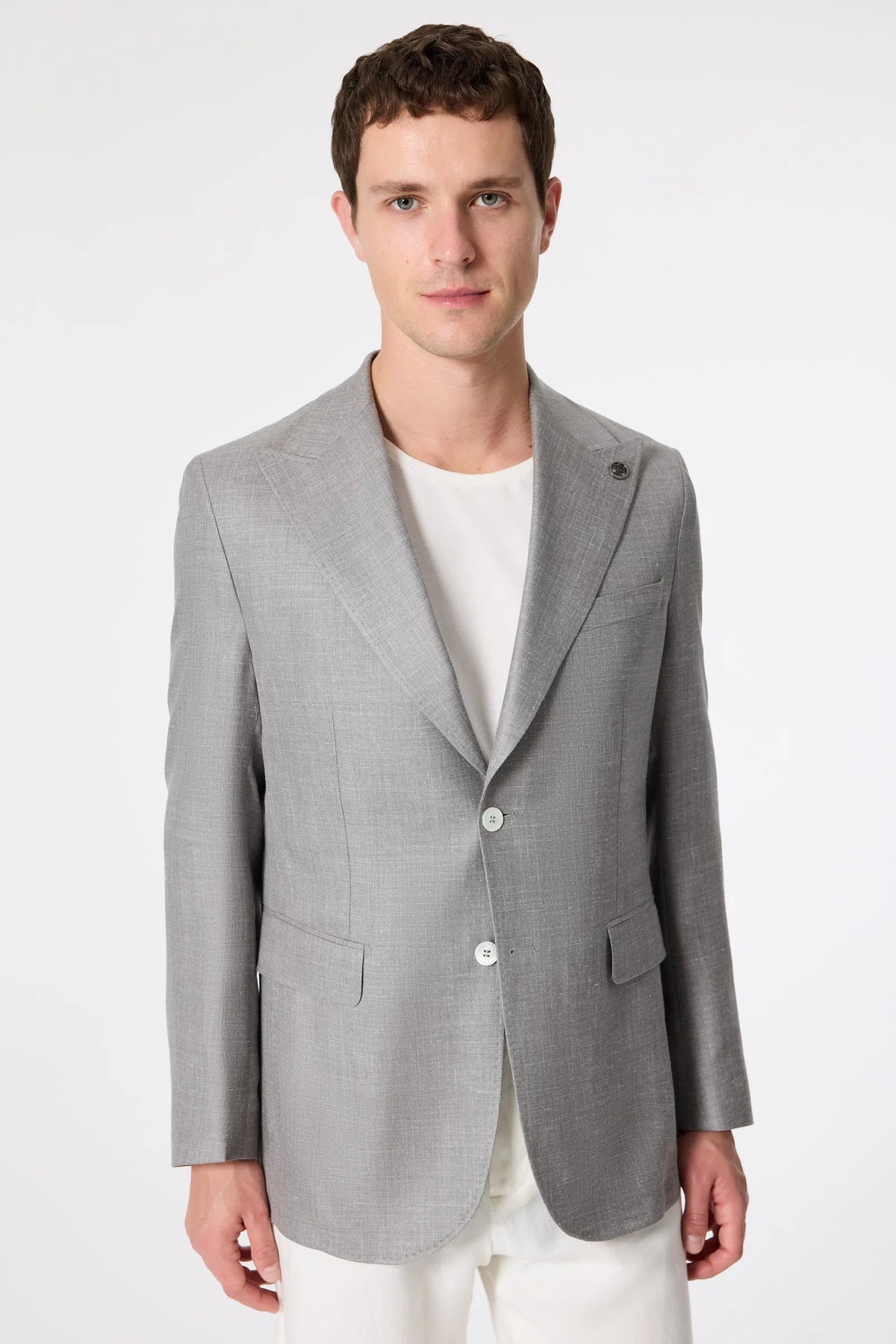 Damat Regular Fit Gri Diyogonal Kumaş Ceket
