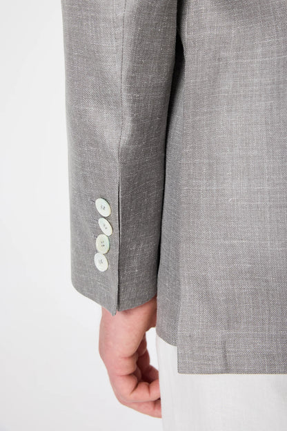 Damat Regular Fit Gri Diyogonal Kumaş Ceket