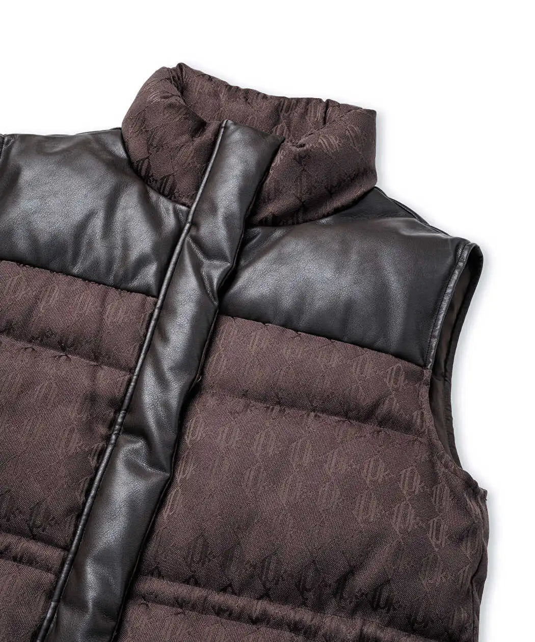 Kahverengi Monogram Jakarlı Şişme Yelek Iw6260007123074 | Ipekyol