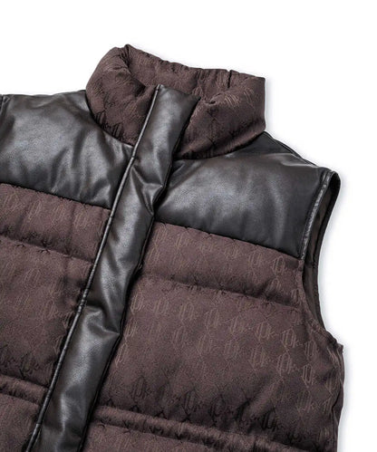 Kahverengi Monogram Jakarlı Şişme Yelek Iw6260007123074 | Ipekyol