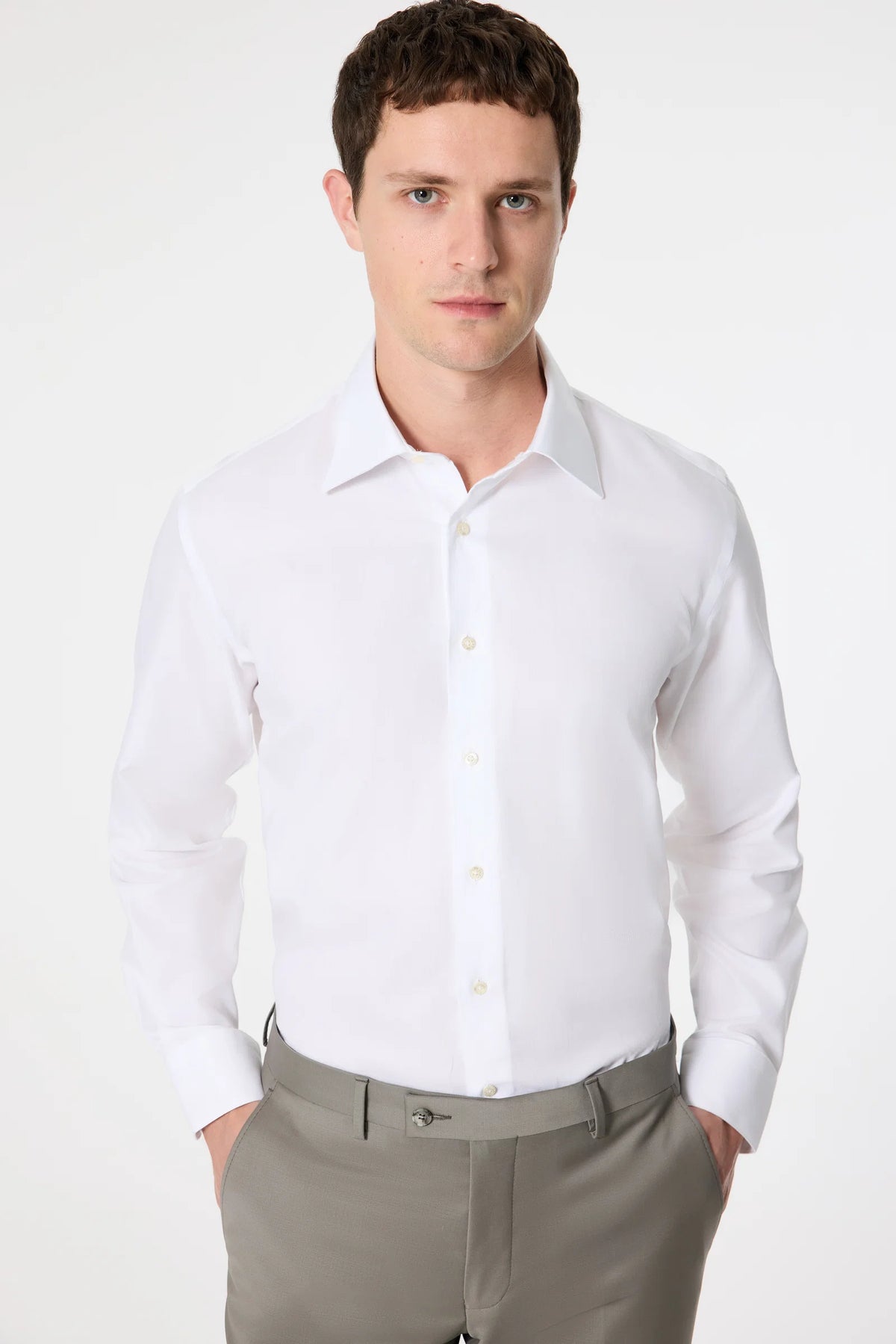 Damat Slim Fit Beyaz Gabardin Gömlek