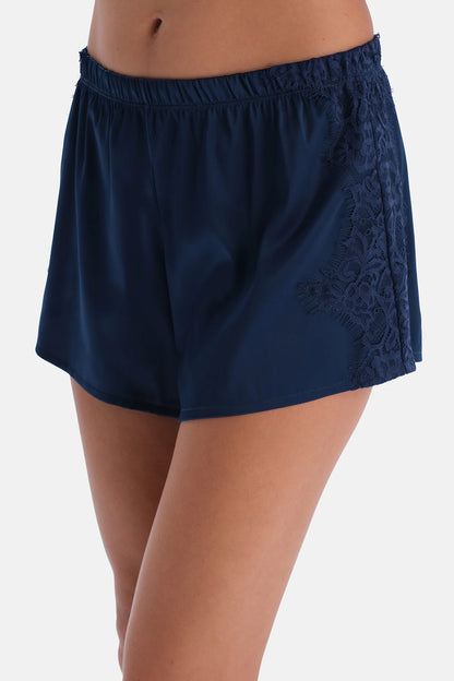 Lacivert Dantel Detaylı Camisole Ve Şort