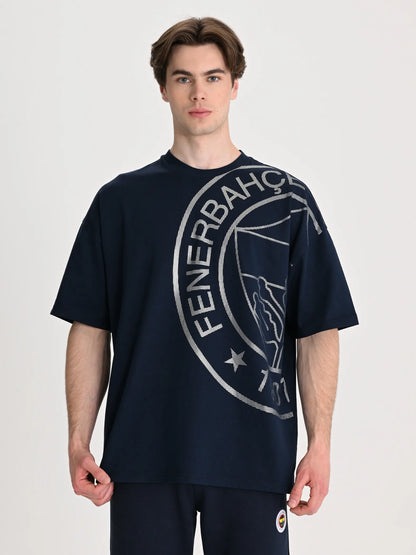 Fenerbahçe Lacivert Tribün Krom Logolu Erkek Oversize Tshirt
