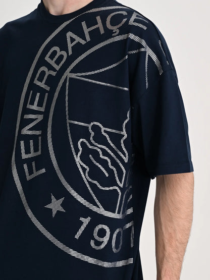 Fenerbahçe Lacivert Tribün Krom Logolu Erkek Oversize Tshirt