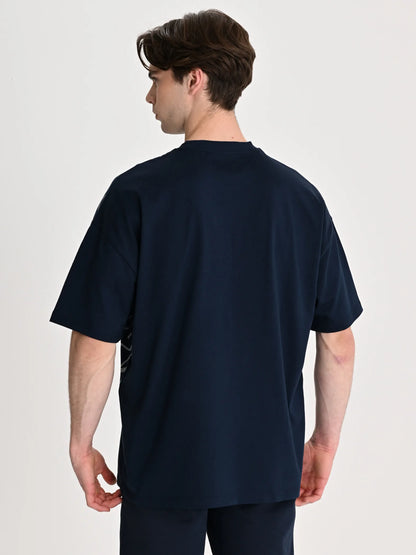 Fenerbahçe Lacivert Tribün Krom Logolu Erkek Oversize Tshirt
