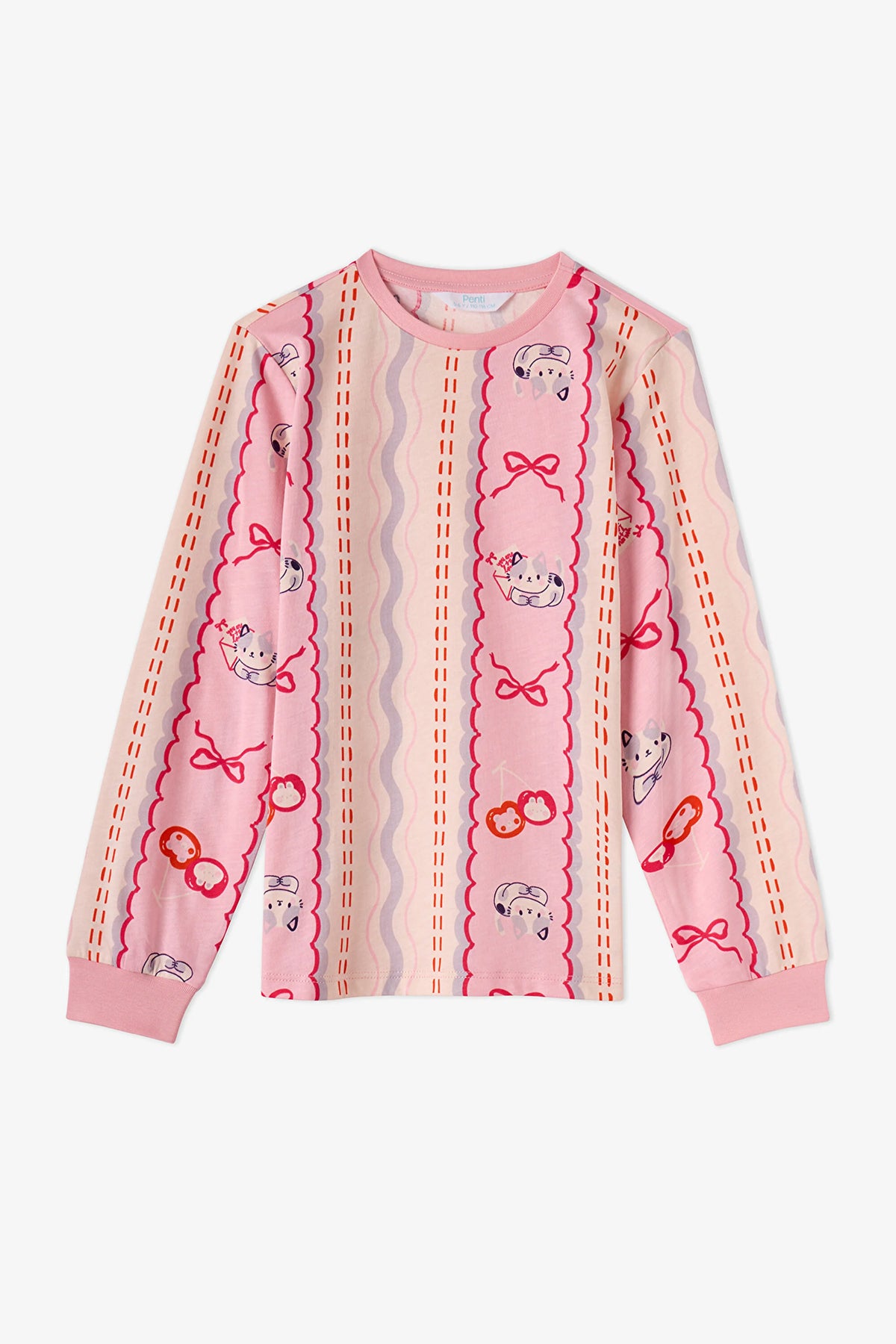 Kız Çocuk Pembe Snailmail Cuties Pamuklu Uzun Kollu 2'li Pijama Takımı