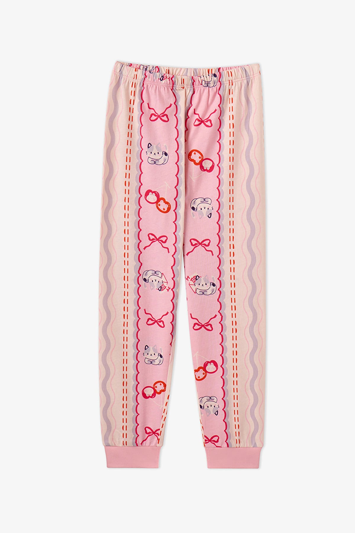 Kız Çocuk Pembe Snailmail Cuties Pamuklu Uzun Kollu 2'li Pijama Takımı