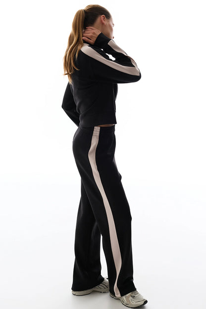 Siyah Ipeksi Dokunuş Silky Touch Şerit Detaylı Pantolon