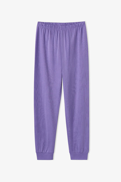 Kız Çocuk Lila Capyparty Pamuklu Uzun Kollu 2'li Pijama Takımı