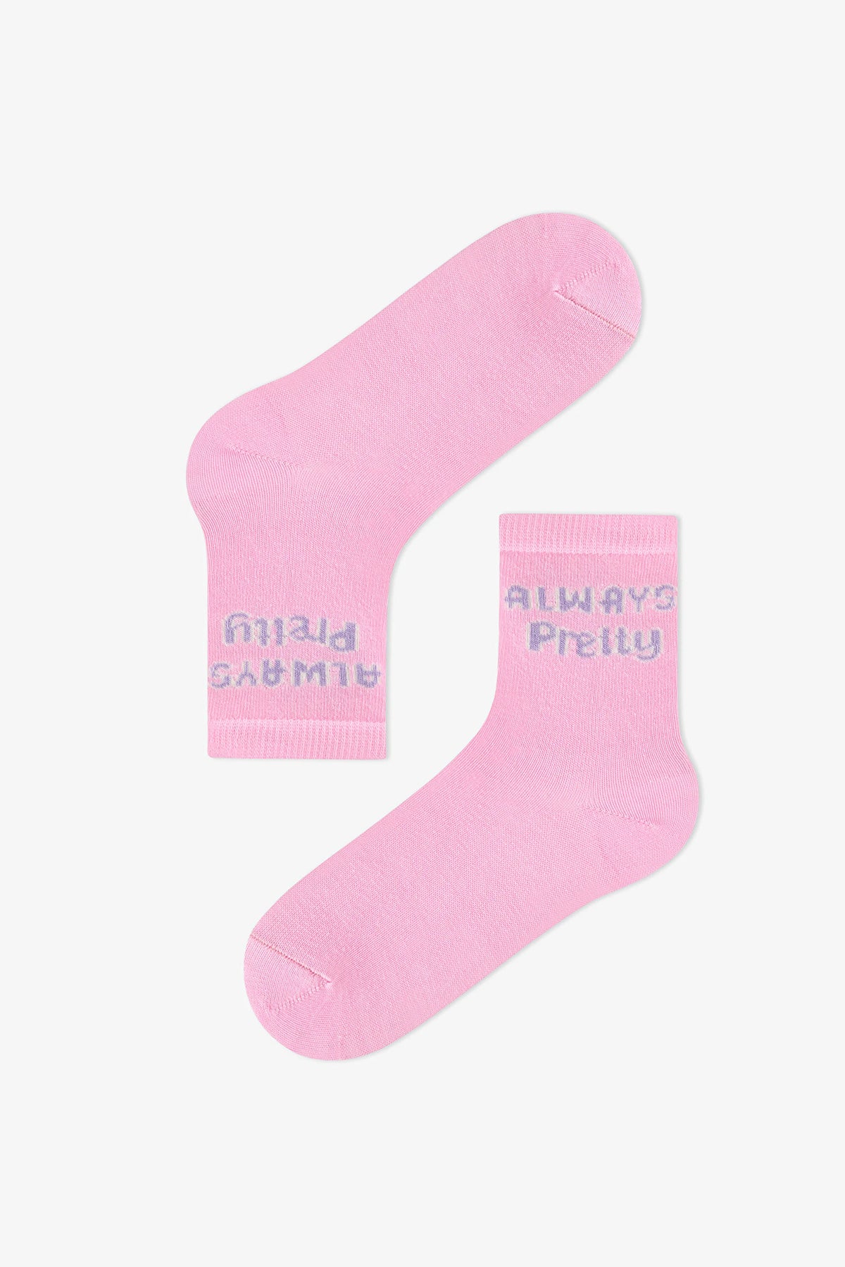 Kız Çocuk Pembe Fluffy Cat Kedi Desenli Pamuklu 4 Çift Soket Çorap