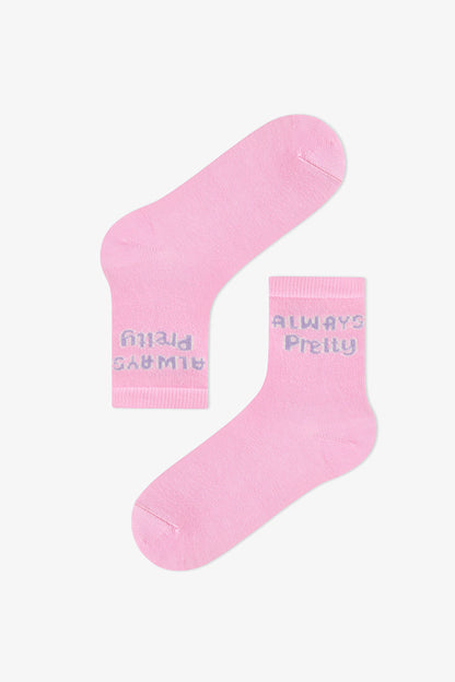 Kız Çocuk Pembe Fluffy Cat Kedi Desenli Pamuklu 4 Çift Soket Çorap