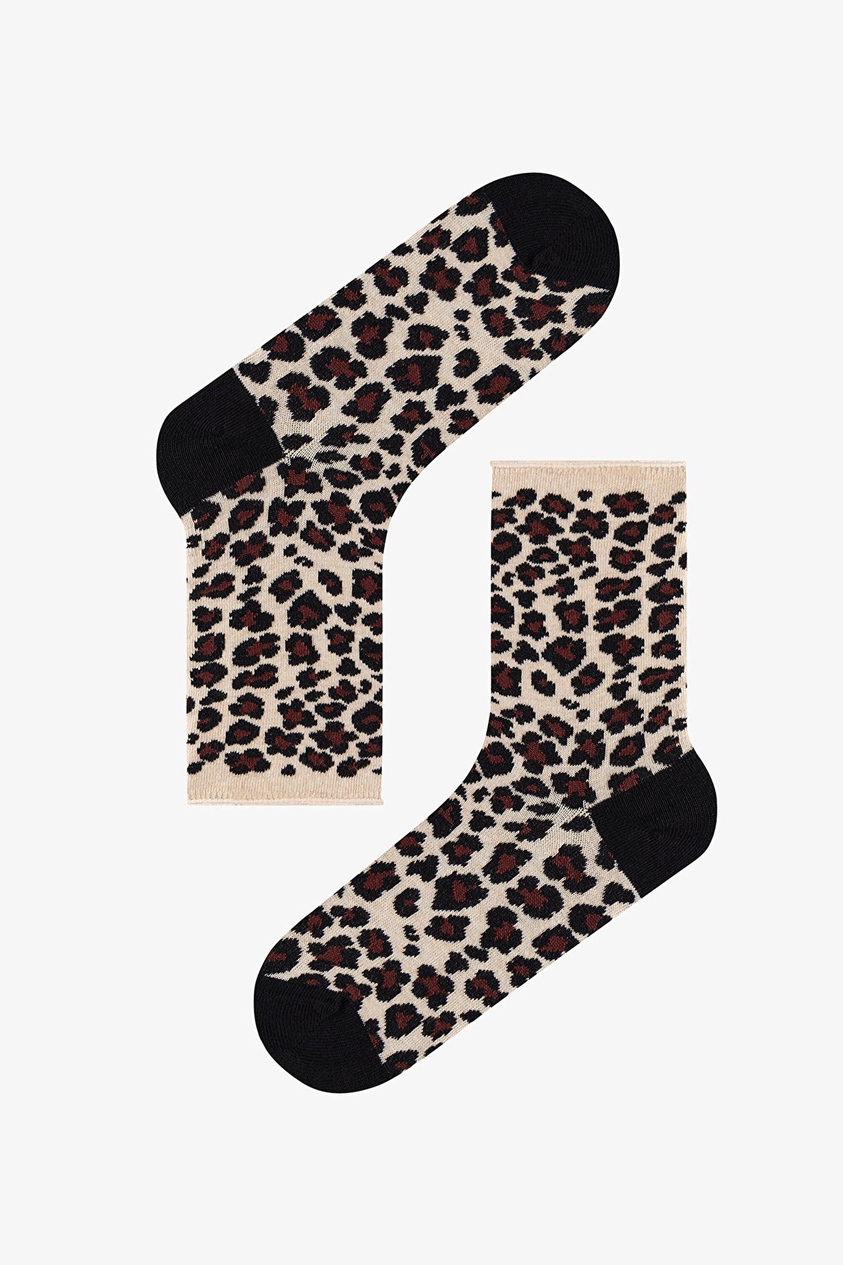 Bordo Bej Relax Leopar Pamuklu 3 Çift Soket Çorap