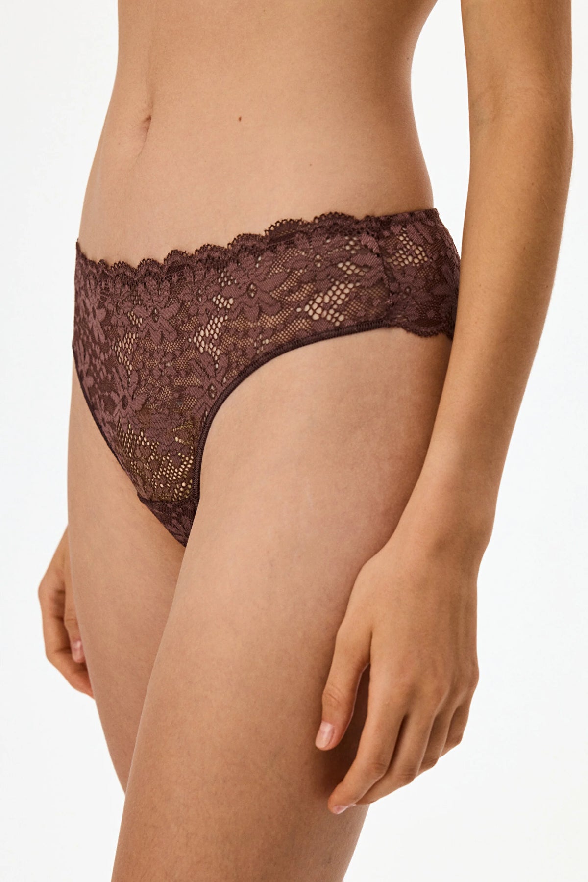 Kahverengi Dantelli Slip Külot