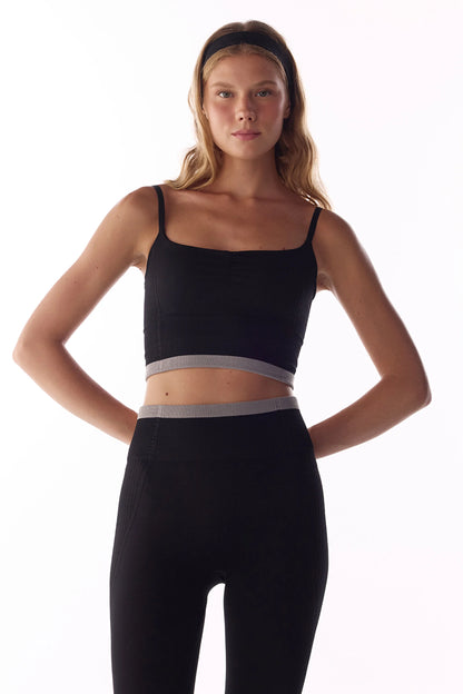 Siyah Çizgili Dikişsiz Seamless Spor Sütyeni
