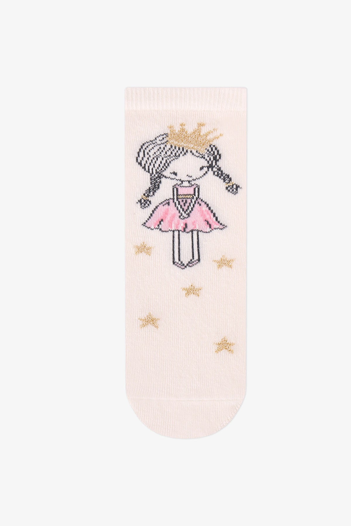 Kız Çocuk Pembe Sparkle Princess Prenses Desenli Pamuklu 4 Çift Soket Çorap