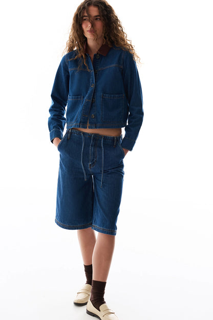 Koyu Mavi Denim Ceket