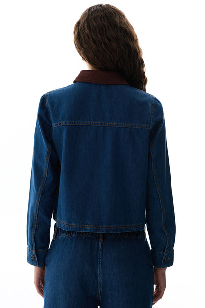 Koyu Mavi Denim Ceket