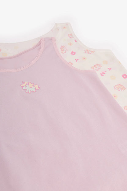 Kız Çocuk Kawaii Unicorn Pamuklu 2'li Atlet