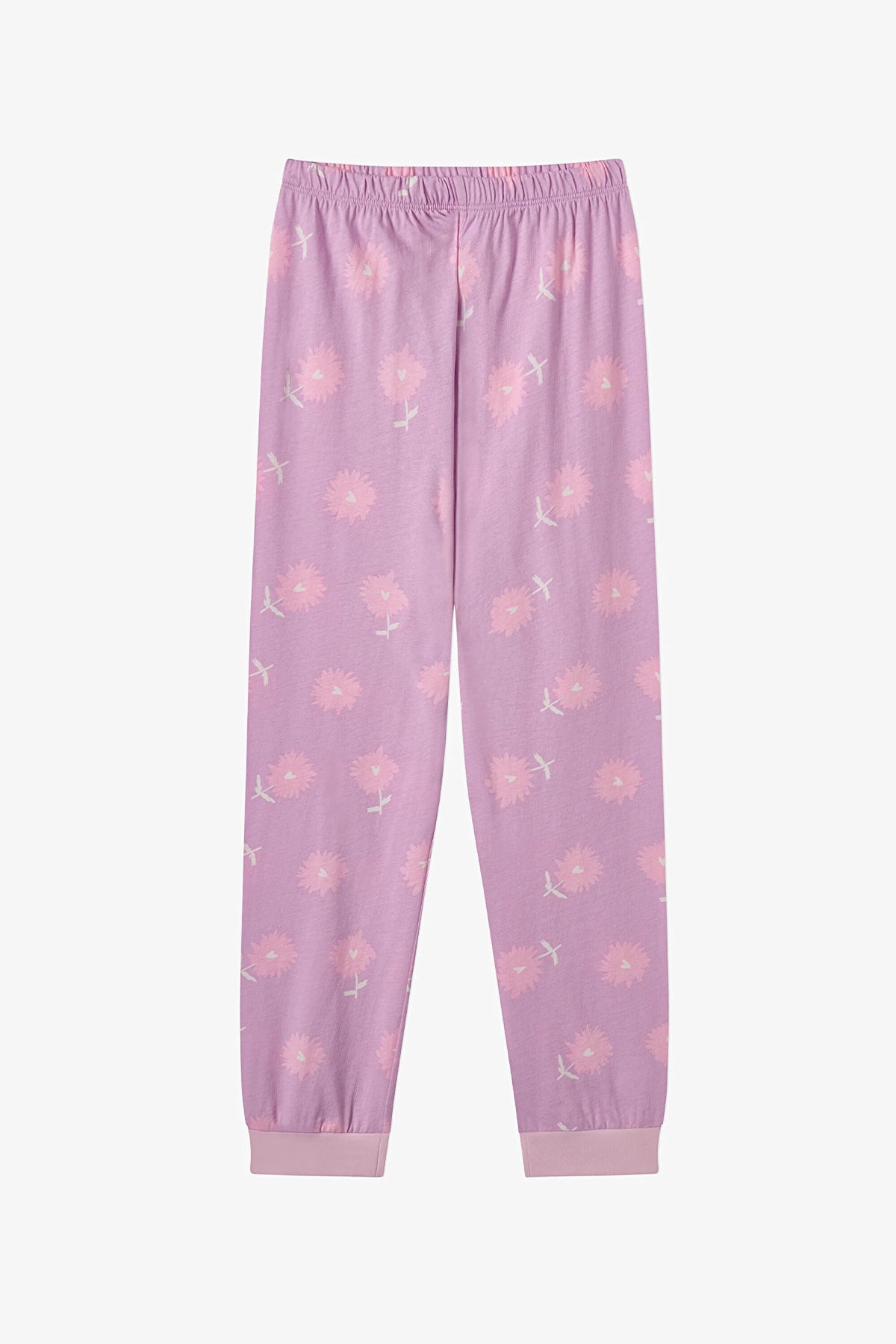Kız Çocuk Pembe Love&peace Pamuklu Uzun Kollu 2'li Pijama Takımı