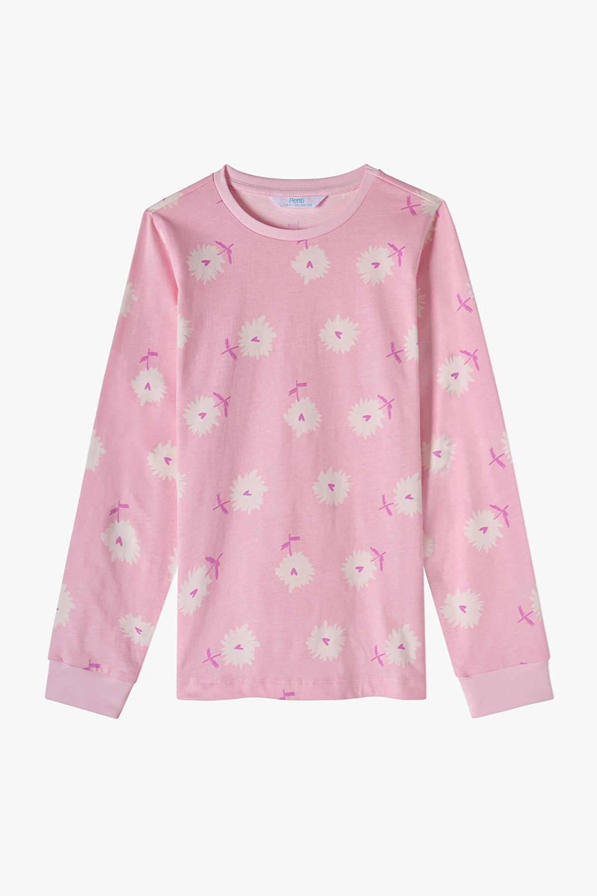 Kız Çocuk Pembe Love&peace Pamuklu Uzun Kollu 2'li Pijama Takımı