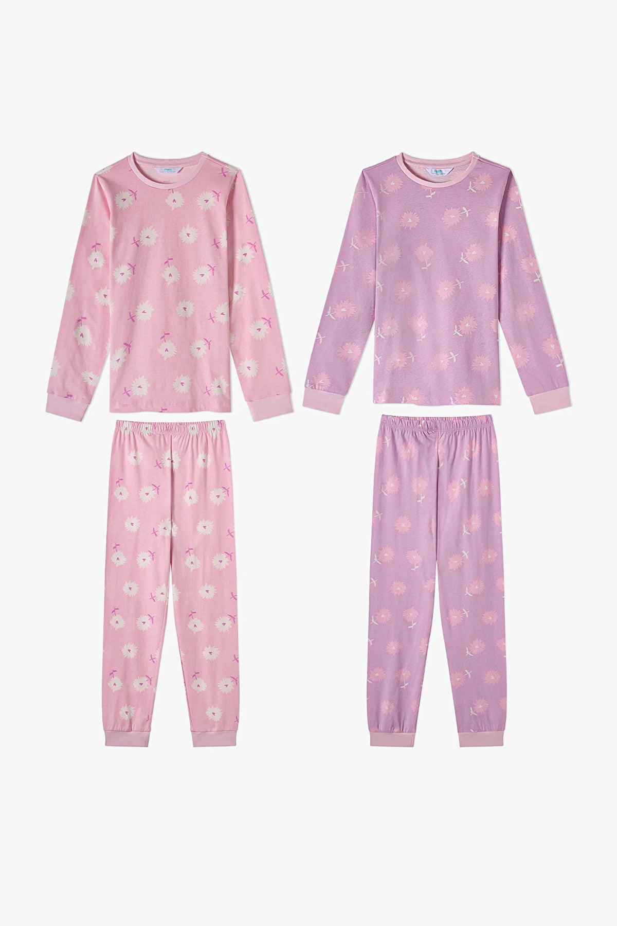 Kız Çocuk Pembe Love&peace Pamuklu Uzun Kollu 2'li Pijama Takımı