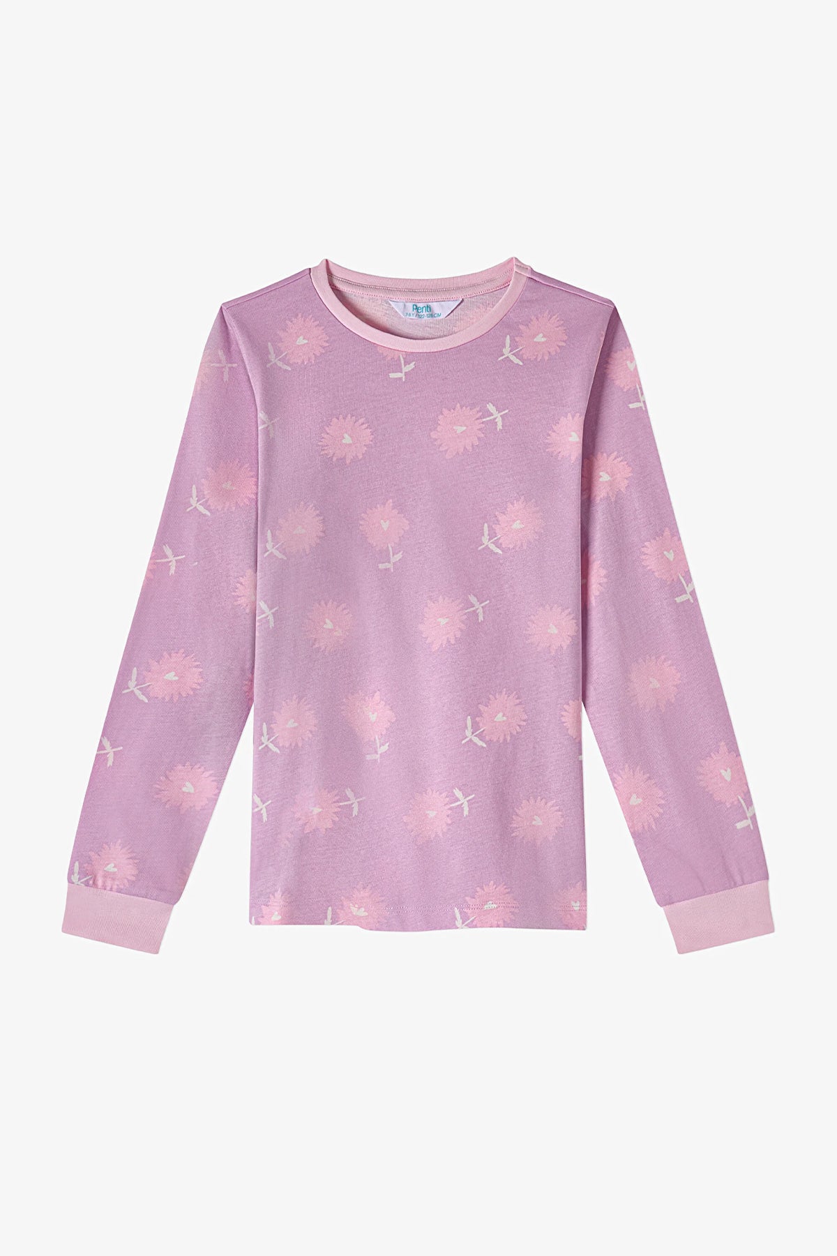 Kız Çocuk Pembe Love&peace Pamuklu Uzun Kollu 2'li Pijama Takımı