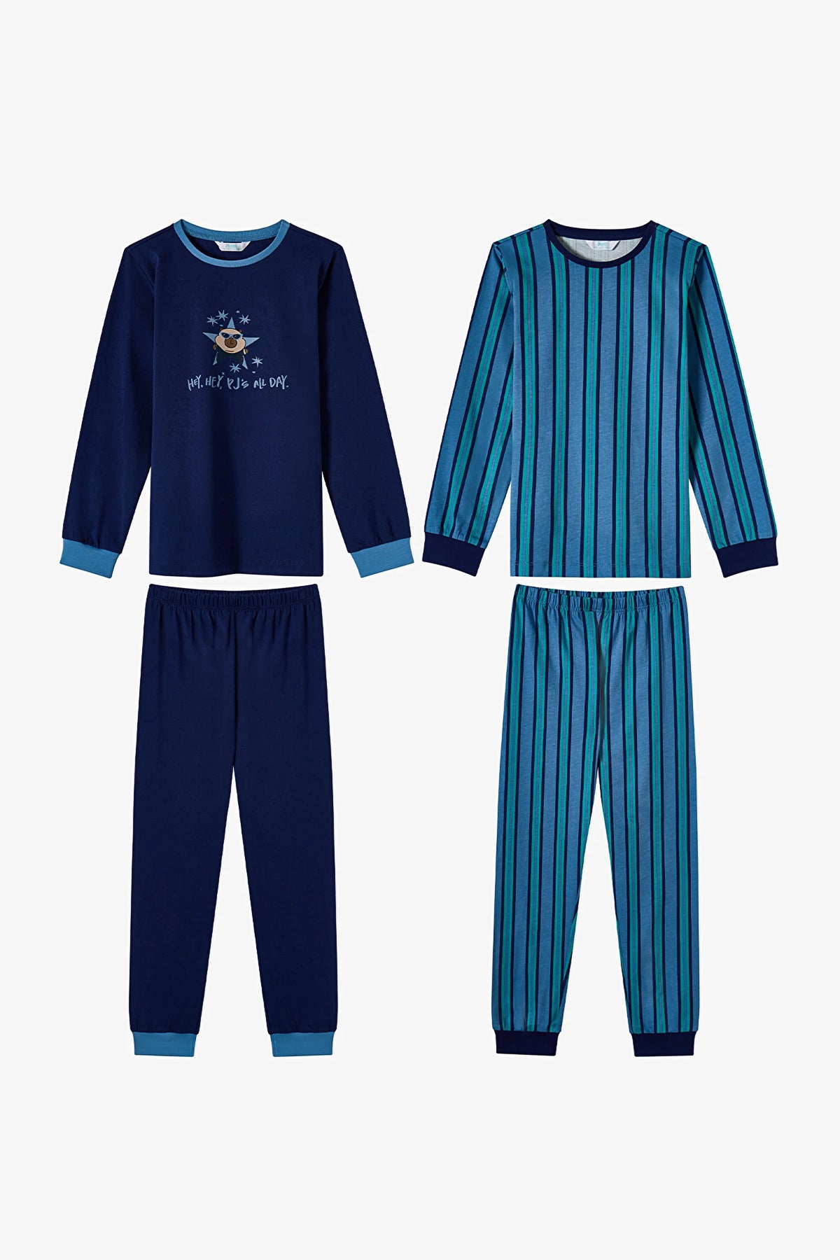 Erkek Çocuk Mavi Rockstar Capy Pamuklu Uzun Kollu 2'li Pijama Takımı
