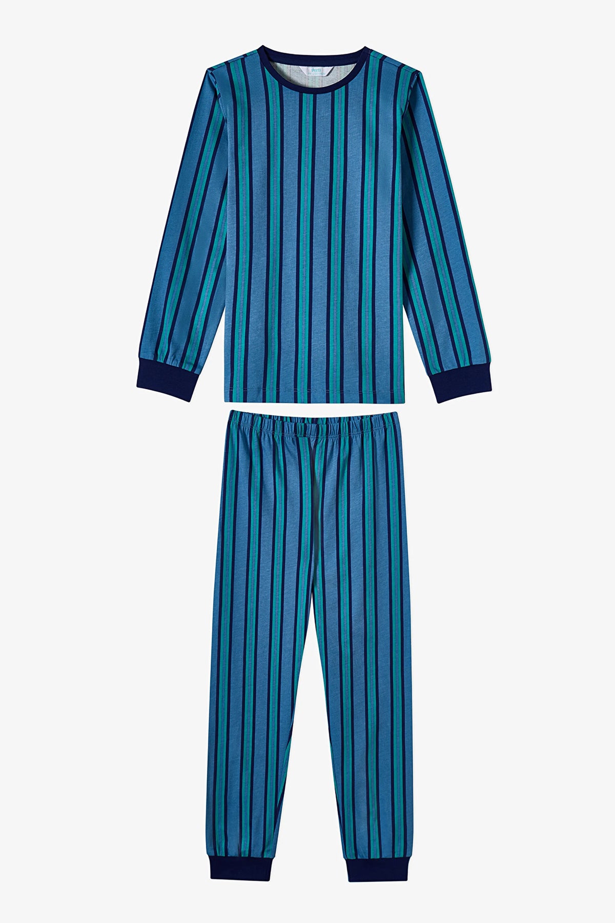 Erkek Çocuk Mavi Rockstar Capy Pamuklu Uzun Kollu 2'li Pijama Takımı