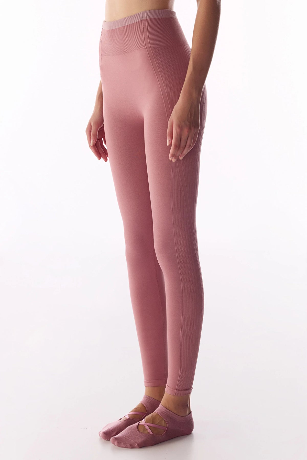 Pembe Çizgili Dikişsiz Seamless Tayt