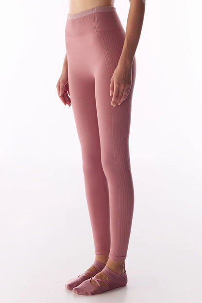 Pembe Çizgili Dikişsiz Seamless Tayt