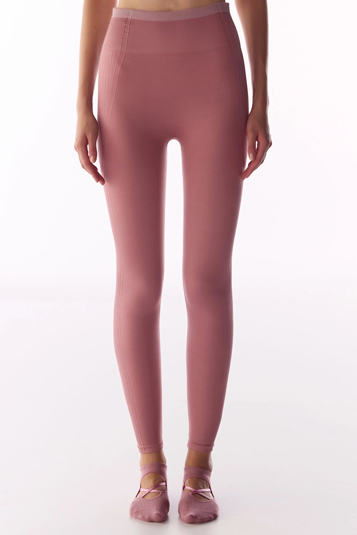 Pembe Çizgili Dikişsiz Seamless Tayt