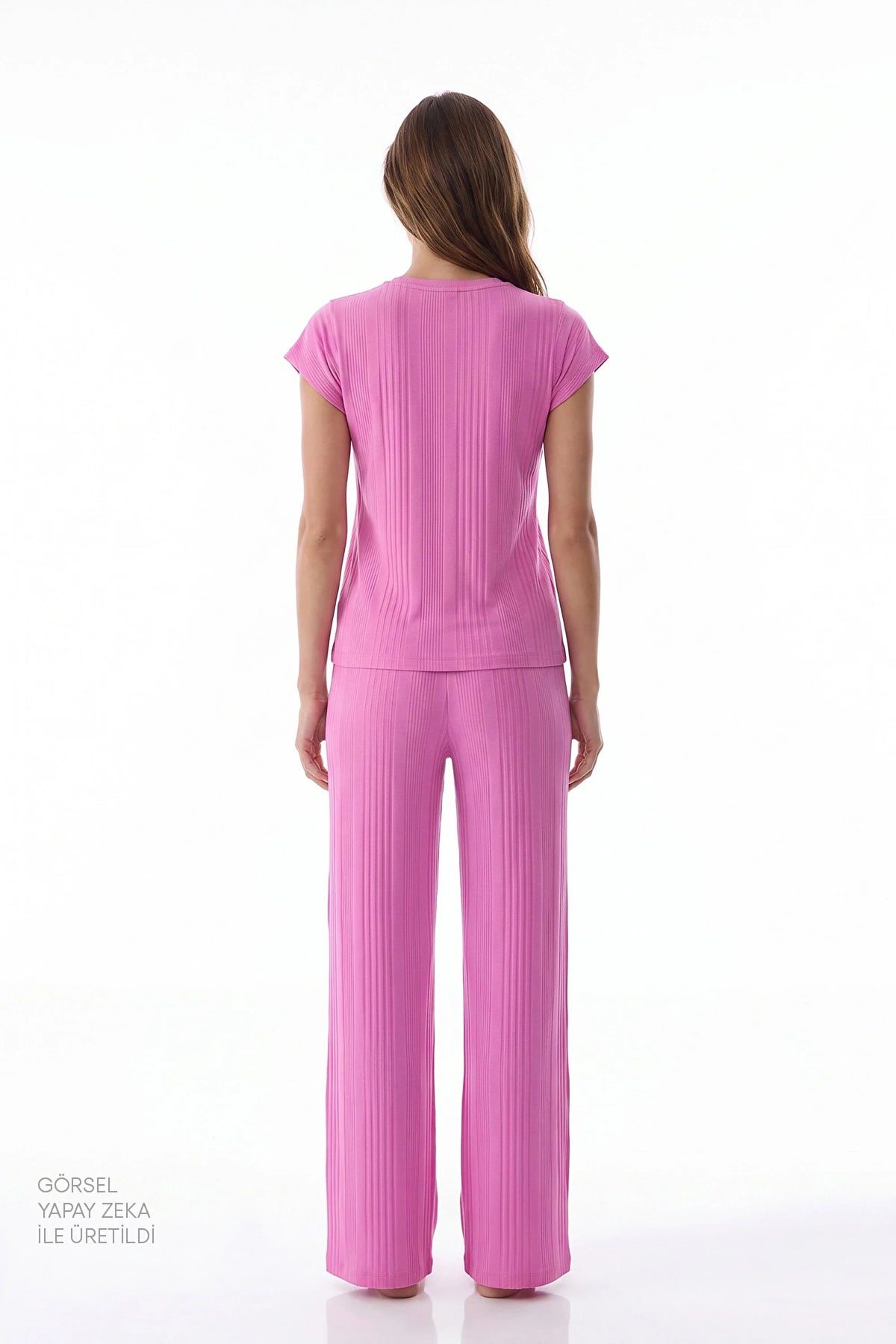 Lila Flora Kısa Kollu Pantolon Pijama Takımı
