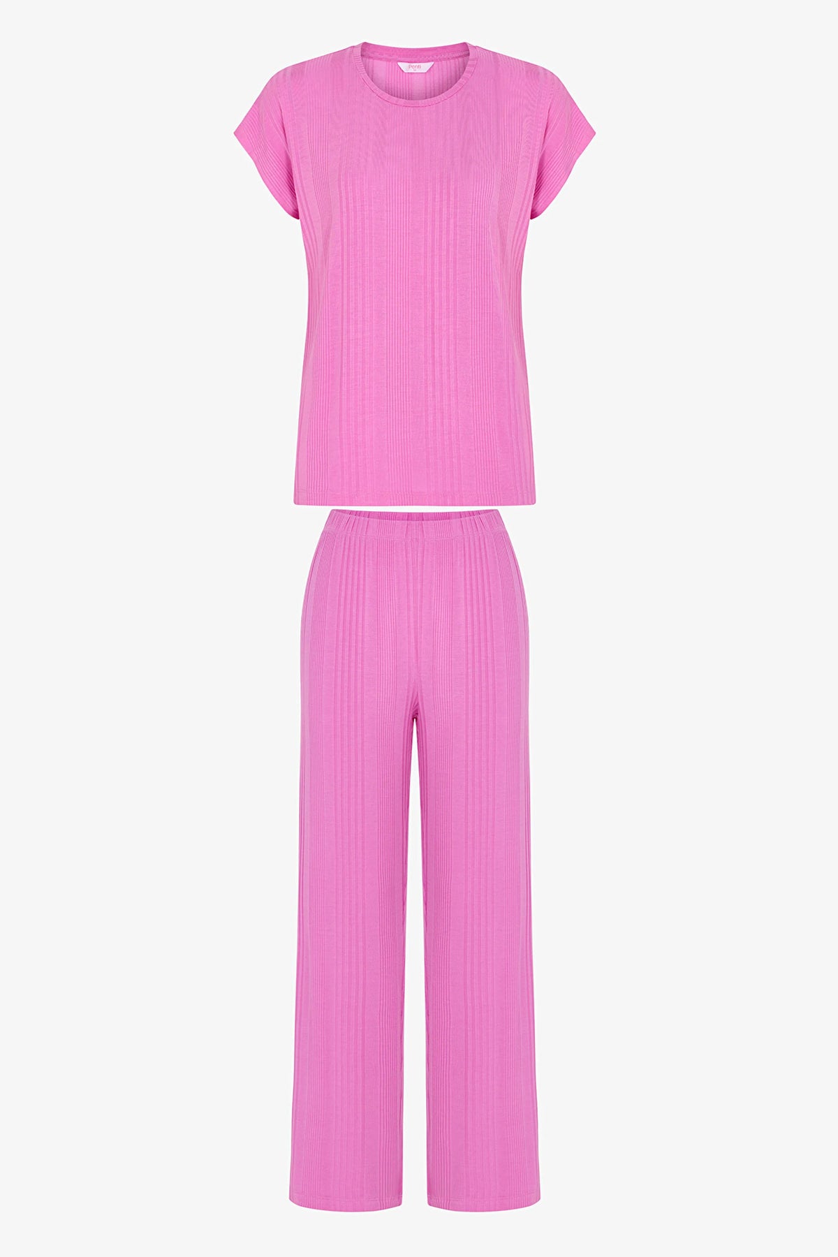 Lila Flora Kısa Kollu Pantolon Pijama Takımı