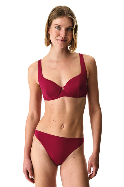 Bordo Evelyn Balen Simli Bikini Üstü