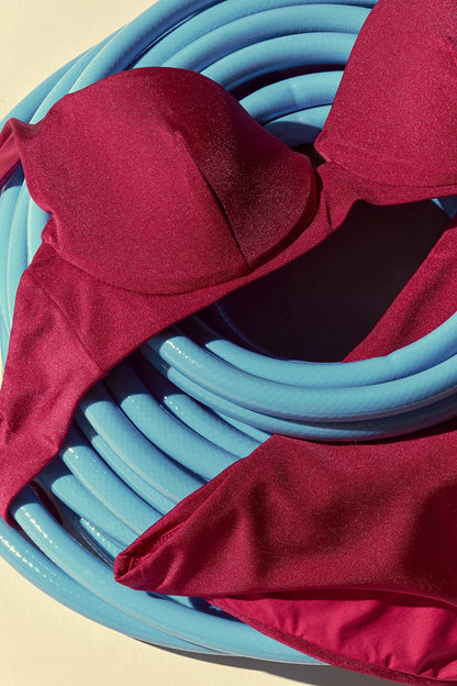 Bordo Evelyn Balen Simli Bikini Üstü