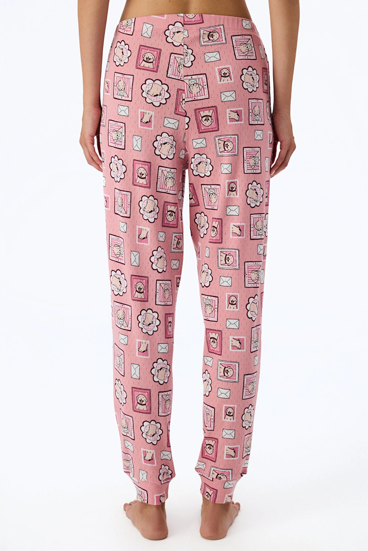 Pembe Postcard Pointel Pijama Altı
