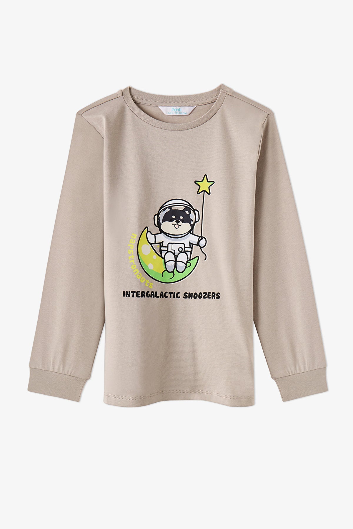 Erkek Çocuk Gri Space Friends Pamuklu Uzun Kollu 2'li Pijama Takımı