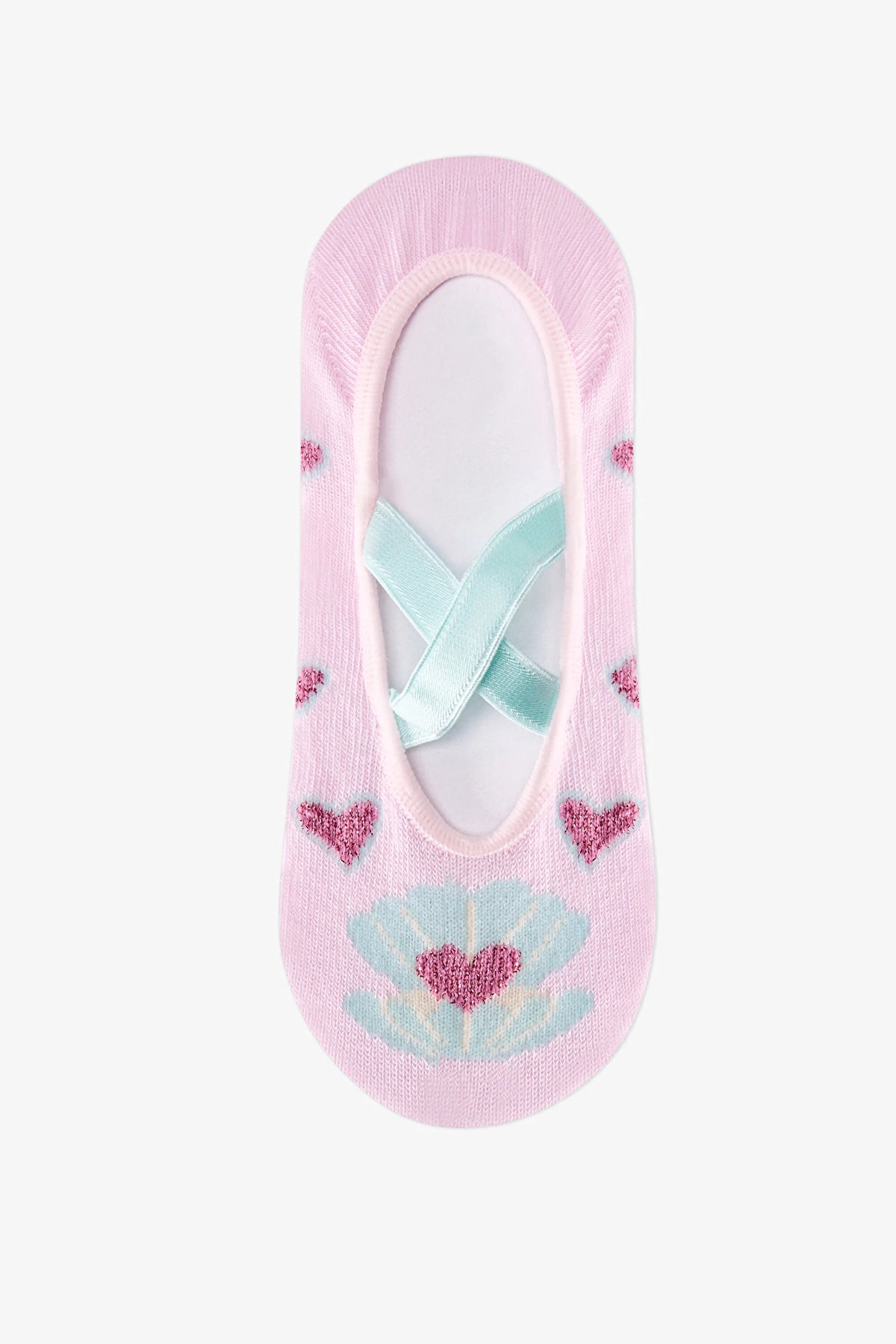 Kız Çocuk Pembe Gri Kalp Pearl Suba Çorap