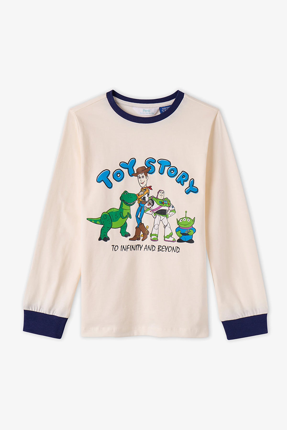 Erkek Çocuk Ekru Toy Story Pamuklu Kısa Kollu Pijama Takımı