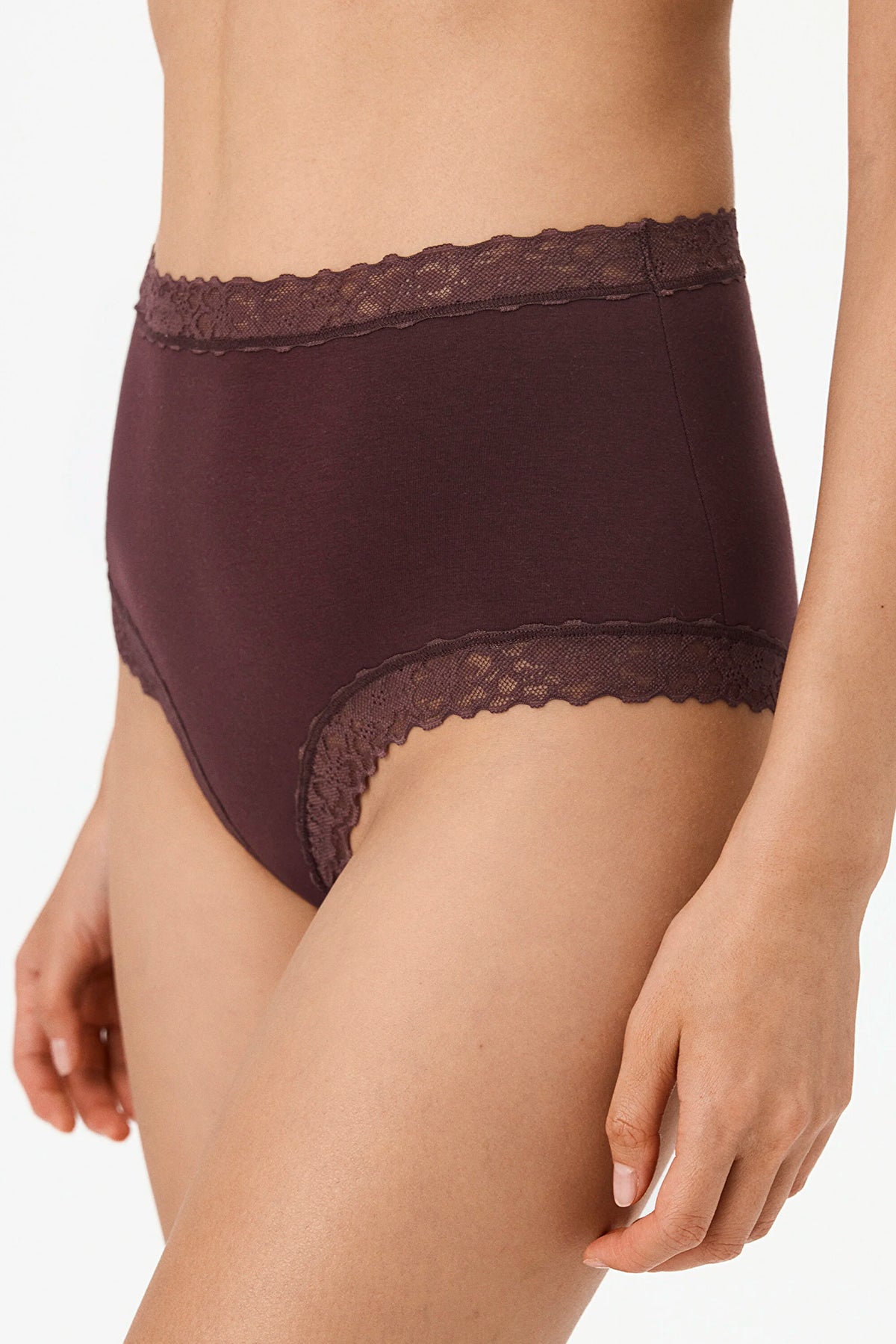 Kahverengi Rahat Pamuklu Yüksek Bel Slip Külot