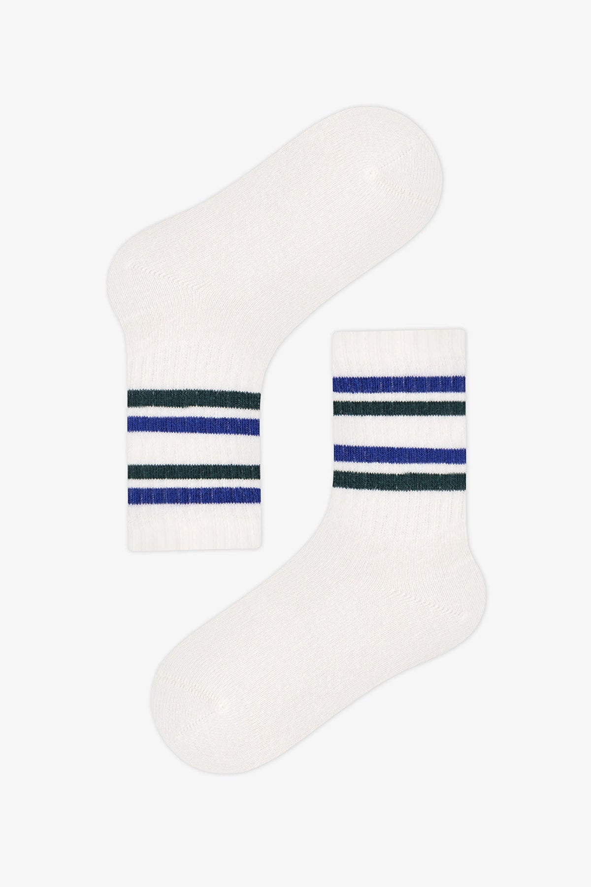 Erkek Çocuk Mavi Sailor Çizgili Pamuklu 3 Çift Soket Çorap