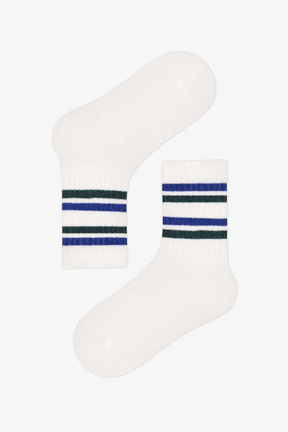 Erkek Çocuk Mavi Sailor Çizgili Pamuklu 3 Çift Soket Çorap