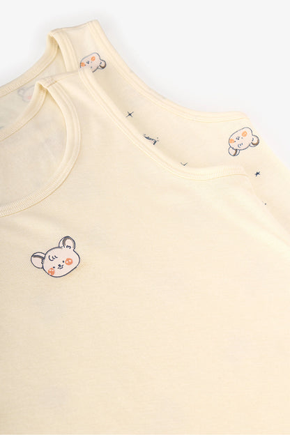 Erkek Çocuk Ekru Cute Animals Unicorn Desenli 2'li Atlet
